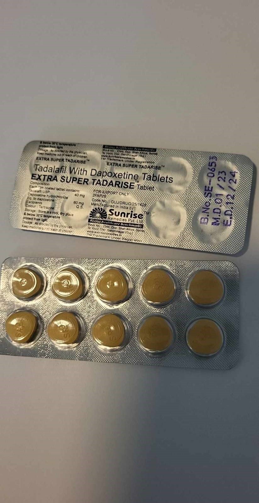 Extra Super Tadarise yellow tablets blister pack | Potens.biz